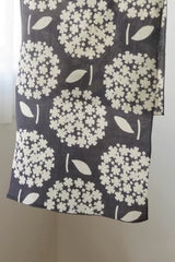 Flower Grey Tenugui Dark