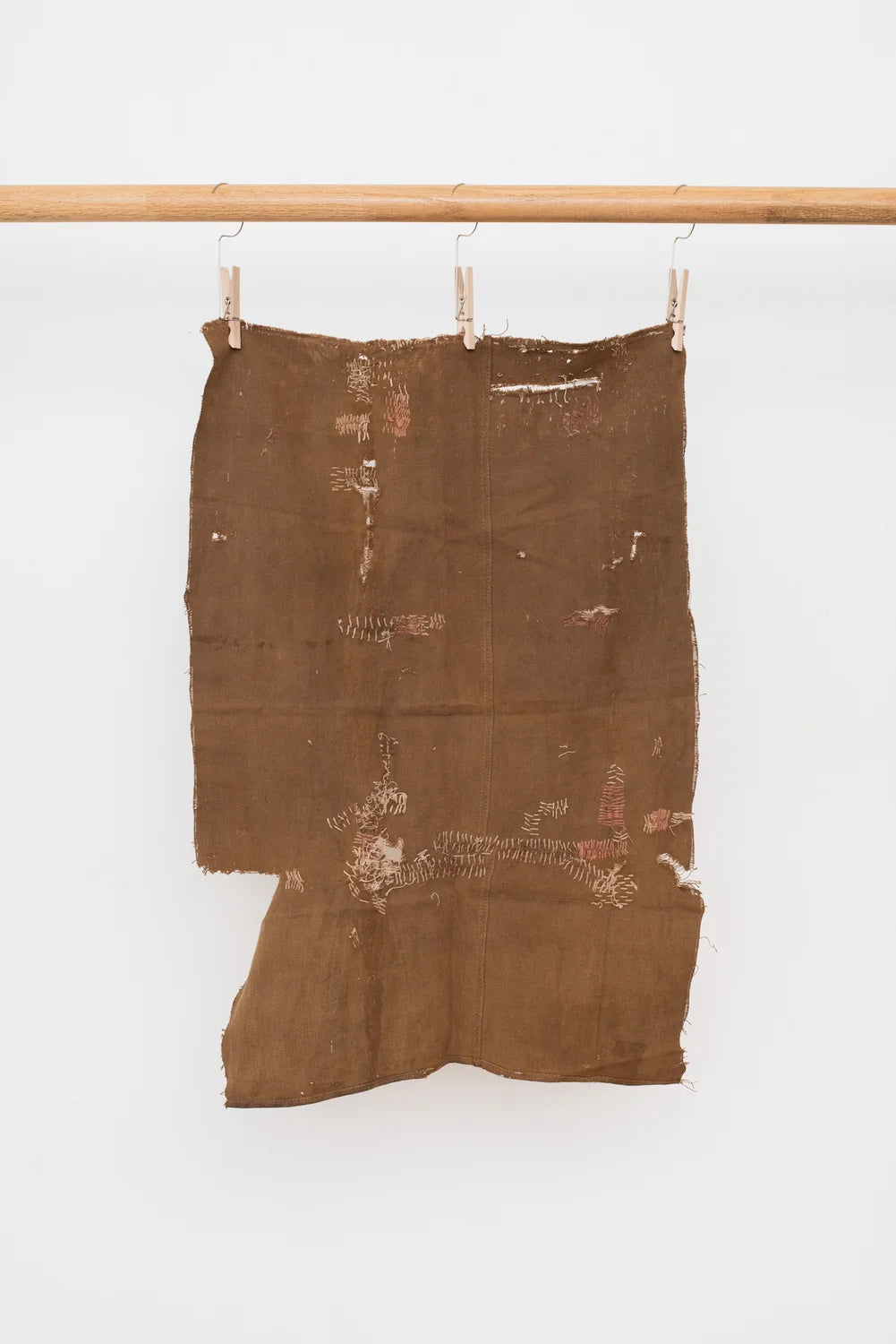 Kakishibu Fabric Remnants with Bold Stitching
